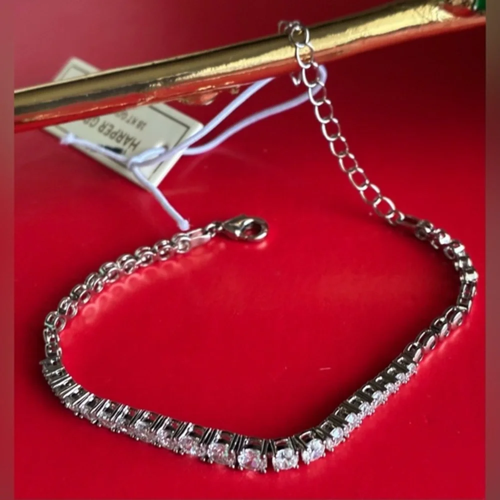 Silver bracelet,Elegant Silver Bracelet with Sparkling Accents